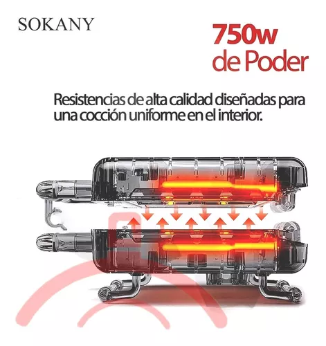 Foto 5 | Wafflera Eléctrica Sokany De 2 Waffles En Cuadrados Color Negro