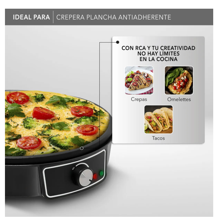 Foto 2 | Crepera Eléctrica Antiadherente Duradera De Calidad Prémium Color Negro