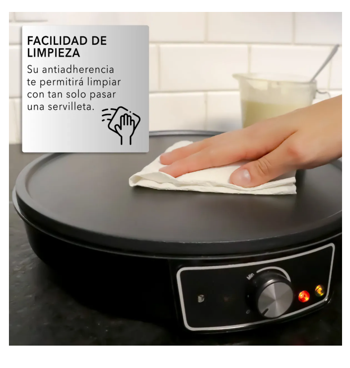 Foto 6 | Crepera Eléctrica Antiadherente Duradera De Calidad Prémium Color Negro