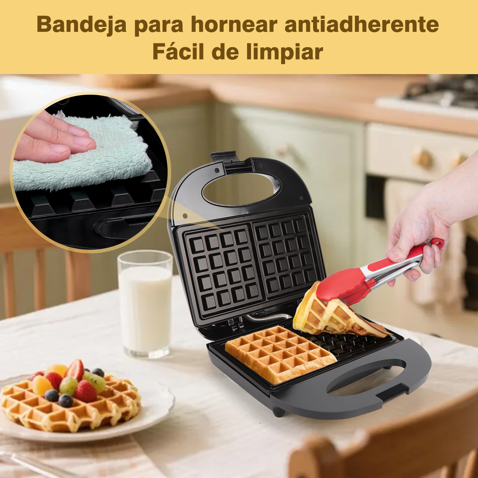 Foto 4 pulgar | Waflera Eléctrica Antiadherente 750w Para 2 Rebanadas