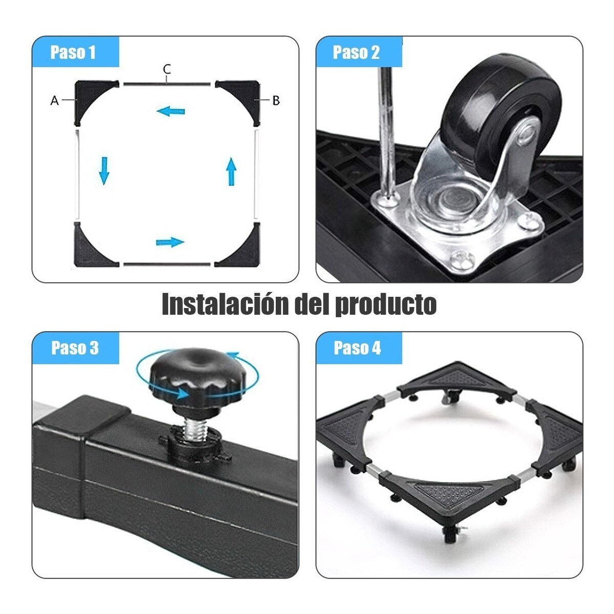 Foto 6 pulgar | Soporte Móvil Ajustable para Electrodomésticos con Ruedas Flexibles de 360°