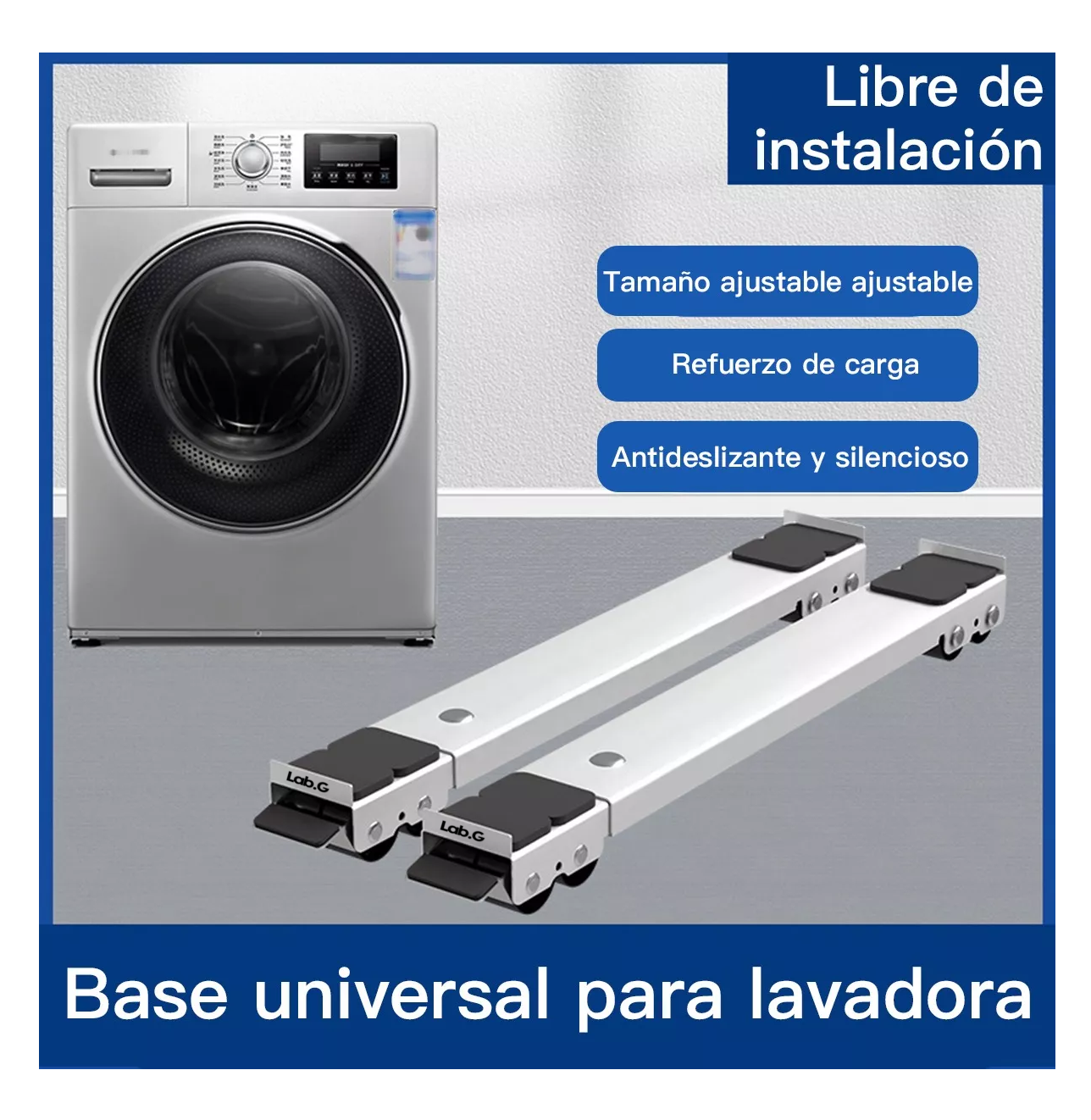 Foto 4 pulgar | Base Con Ruedas Lab.gsoporte Ajustable Para Electrodomestico, Blanco/negro