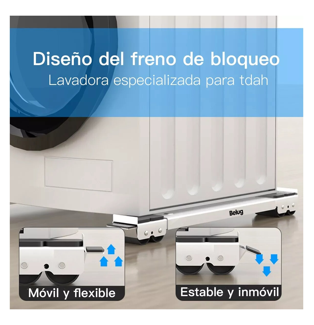 Foto 2 | Base Con Ruedas Soporte Ajustable Para Electrodoméstico, Belug Blanco/negro