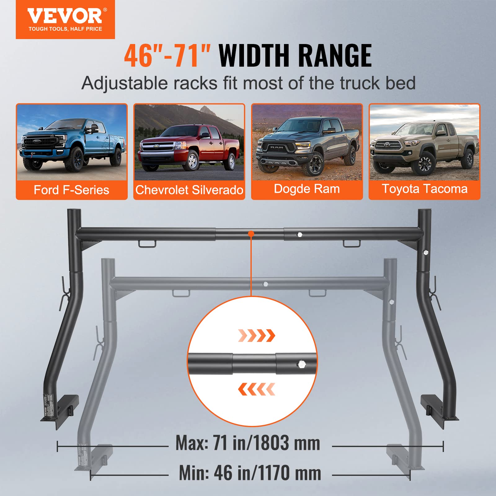 Foto 3 pulgar | Soporte Extensible Vevor Para Camión, Acero, 363 Kg De Capacidad - Venta Internacional.