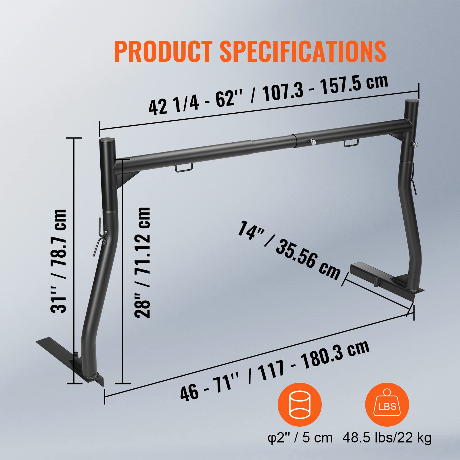 Foto 8 pulgar | Soporte Extensible Vevor Para Camión, Acero, 363 Kg De Capacidad - Venta Internacional.