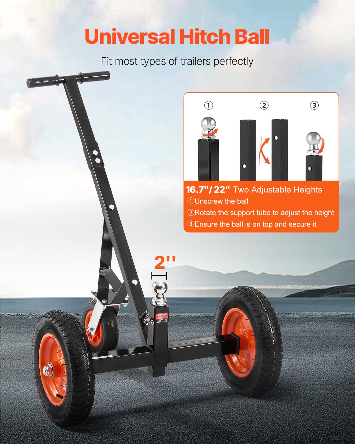 Foto 3 | Remolque Dolly Vevor Con Lengüeta De 1000 Libras Y Altura Ajustable - Venta Internacional.
