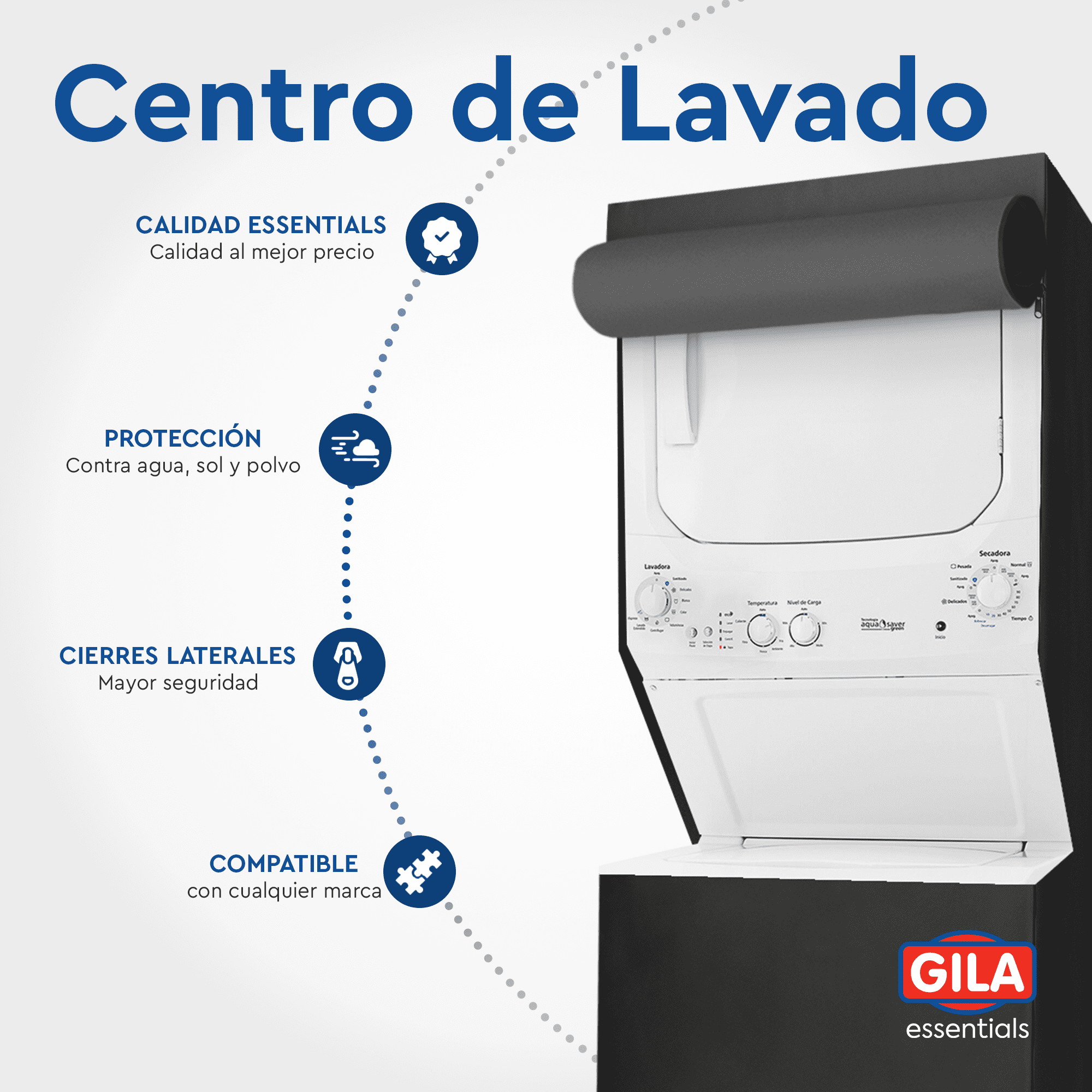 Foto 3 pulgar | Funda para Centro de Lavado con Cierre Gila Impermeable Negra