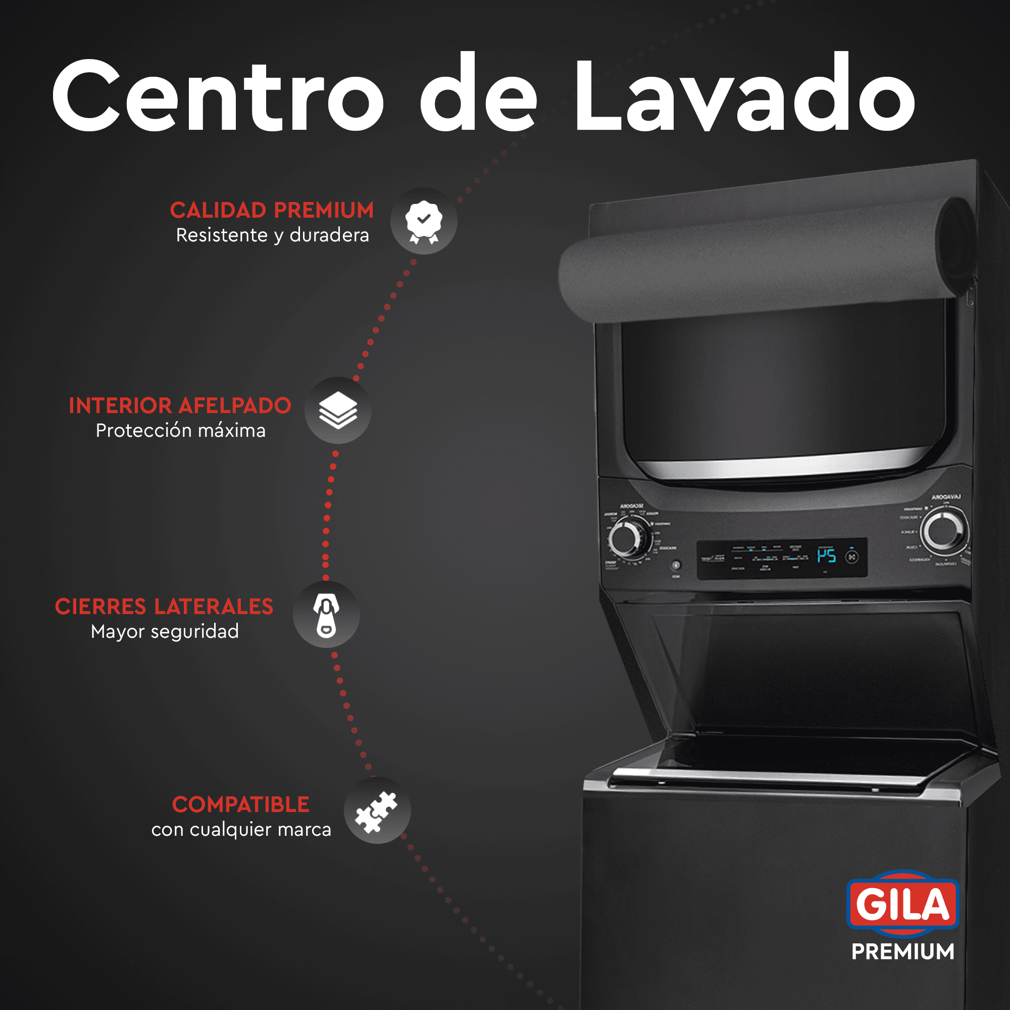 Foto 3 pulgar | Funda Para Centro De Lavado Afelpada Con Cierre ( Premium Gila) Black