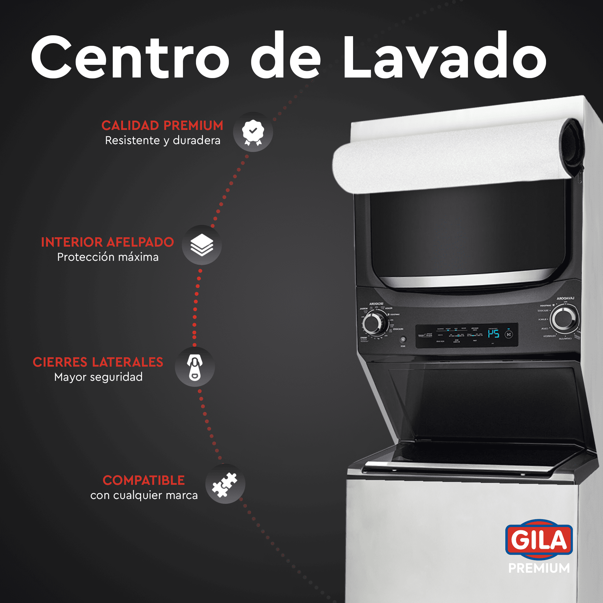 Foto 3 pulgar | Funda Para Centro De Lavado Afelpada Con Cierre ( Premium Gila) (gris)