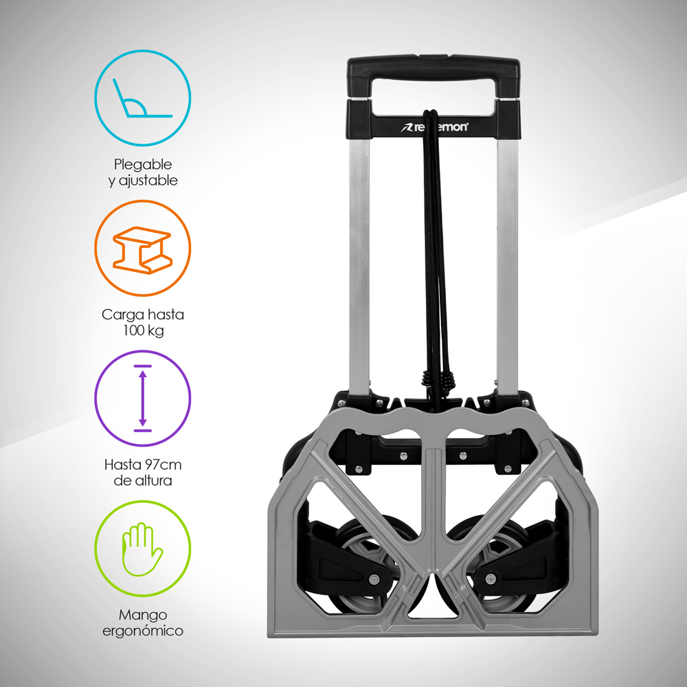 Foto 2 | Diablito Plegable Redlemon 80974 Plateado de Aluminio con Capacidad de 100 kg