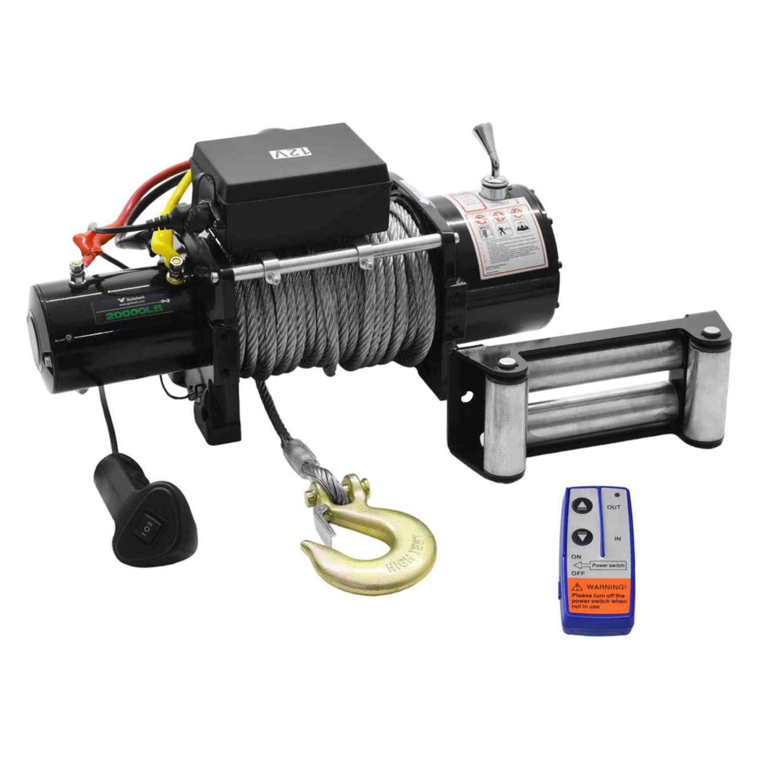 Winch Eléctrico 20000 Lb Gutstark Cable Acero 27m 12v 9072 Kg