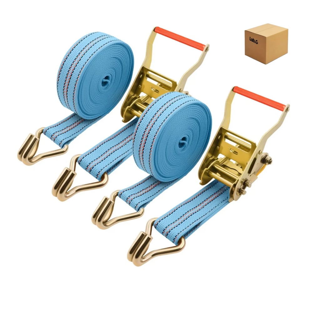 2pcs Eslinga Matraca 6cm*12m 8000kg Con Ganchos Remolque Lab.g  Azul $869