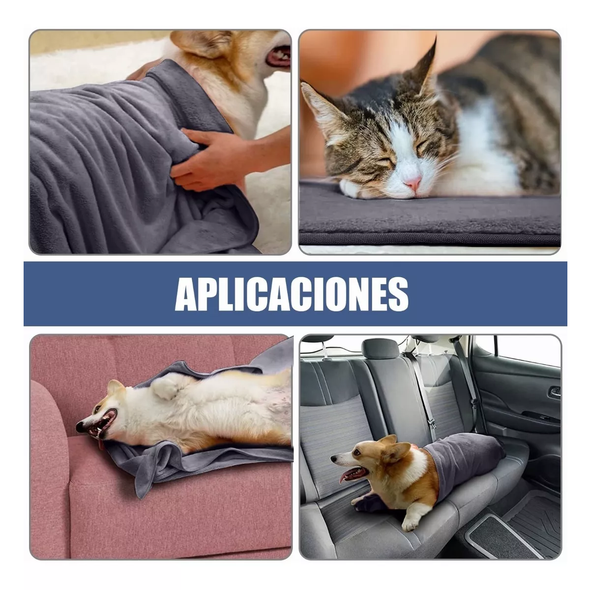 Foto 5 pulgar | Toalla De Baño Para Perros, 50 * 100 Cm Eo Safe Imports Esi-12174 Gris