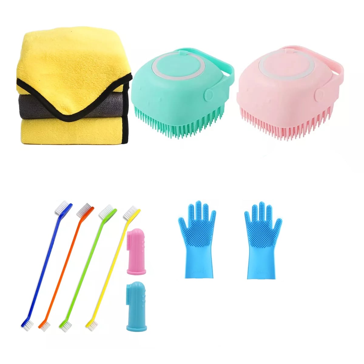 Kit 10 Pcs De Baño Con Cepillo Y Toalla De Fibra Limpieza Dental Eo Safe Imports Esi-12172 Multicolor $559