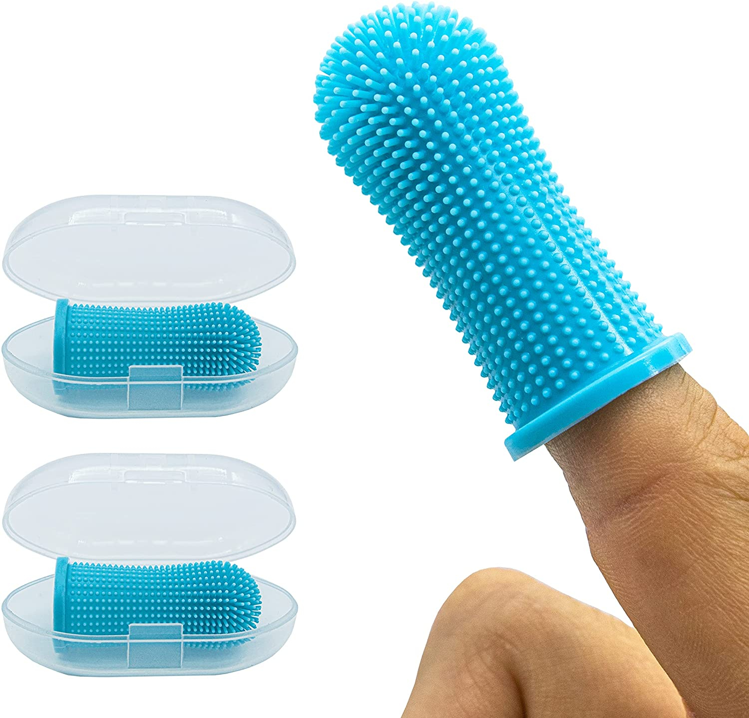 Foto 2 pulgar | Cepillo De Dientes Para Perros Jieyou Silicone 360 Grados Azul, 2 Piezas - Venta Internacional.