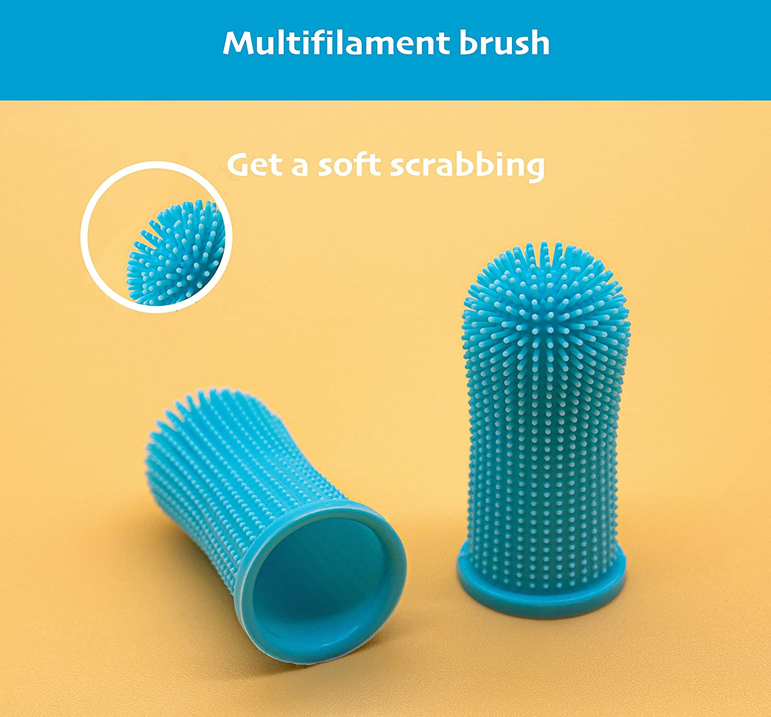 Foto 5 pulgar | Cepillo De Dientes Para Perros Jieyou Silicone 360 Grados Azul, 2 Piezas - Venta Internacional.