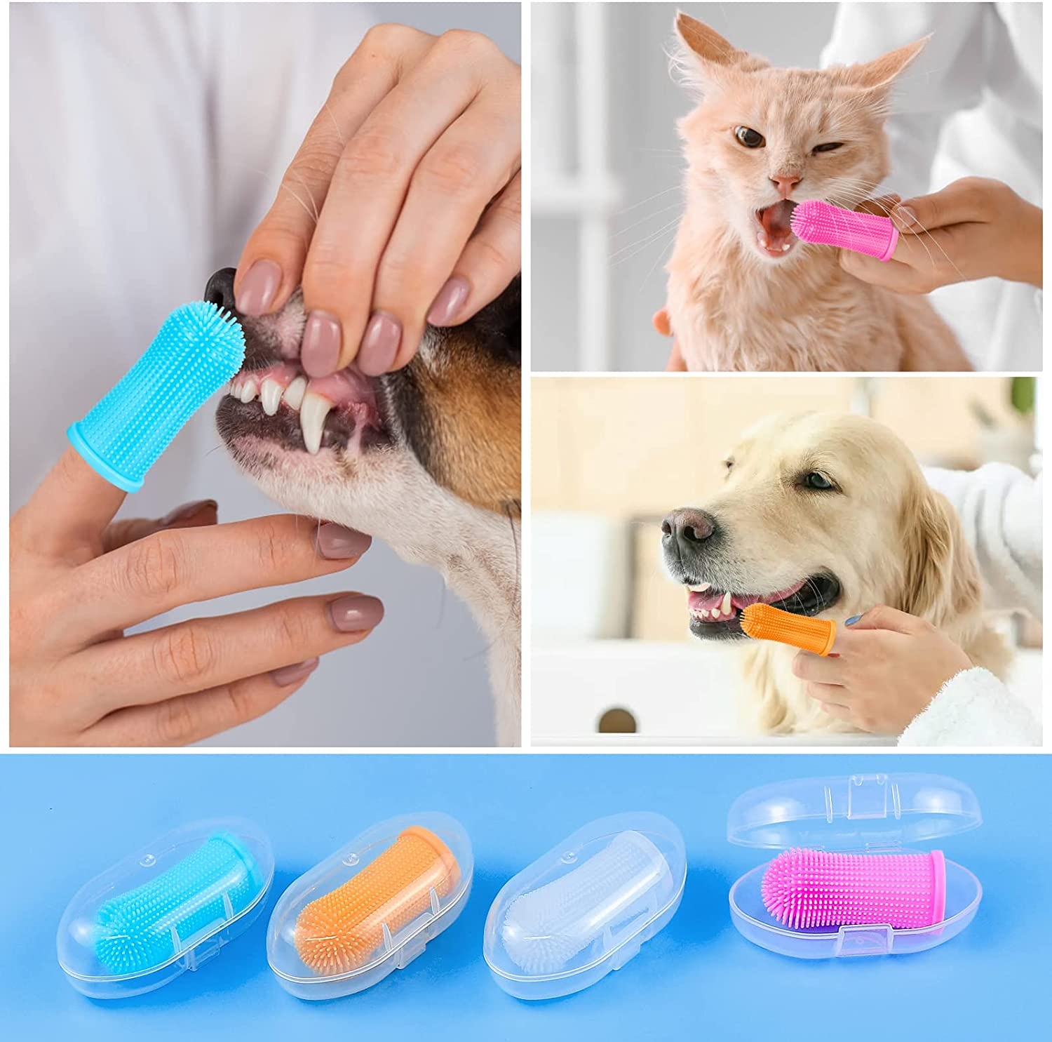 Foto 5 | Juego De Cepillos De Dientes Jieyou Finger Toothbrush Para Perros Y Gatos - Venta Internacional.