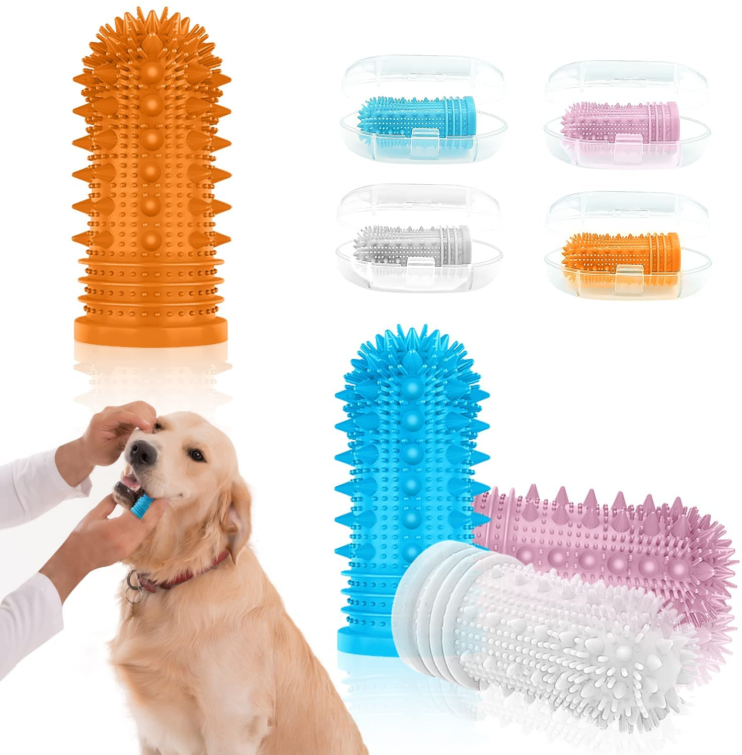 Cepillo De Dientes Para Perros Jieyou 360° Con Cerdas Completas, 4 Unidades - Venta Internacional.