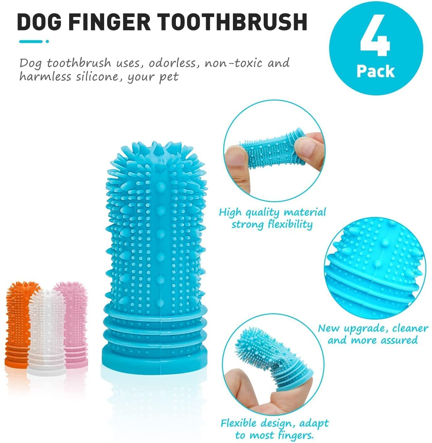 Foto 5 pulgar | Cepillo De Dientes Para Perros Jieyou 360° Con Cerdas Completas, 4 Unidades - Venta Internacional.