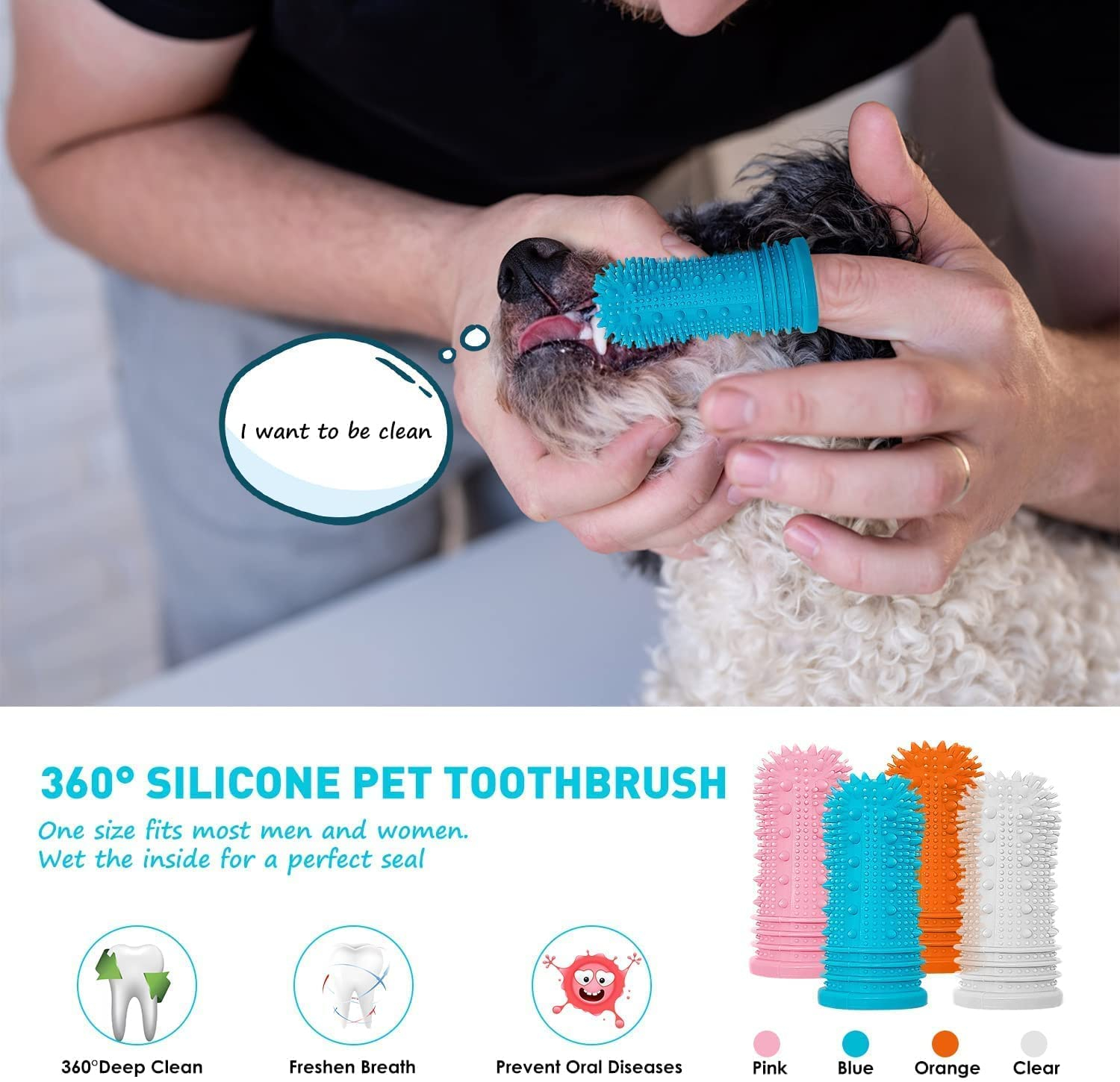 Foto 7 pulgar | Cepillo De Dientes Para Perros Jieyou 360° Con Cerdas Completas, 4 Unidades - Venta Internacional.