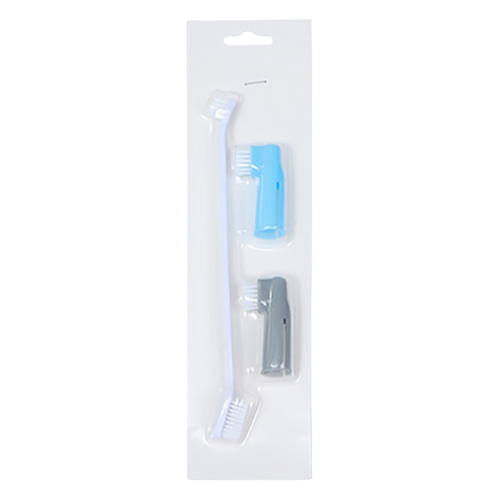 Juego De Cepillos De Dientes Para Mascotas Huoguo De Doble Cabezal Con Cepillo Para Dedos - Venta Internacional.