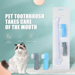 Foto 2 | Juego De Cepillos De Dientes Para Mascotas Huoguo De Doble Cabezal Con Cepillo Para Dedos - Venta Internacional.