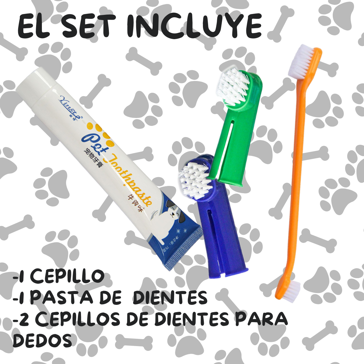 Foto 5 pulgar | Kit Pasta Dientes Mascotas Cepillo Suave Cuidado Bucal