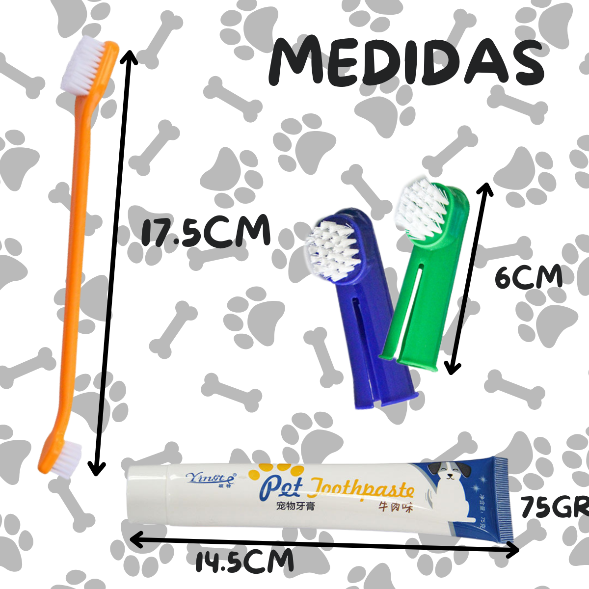 Foto 5 | Kit Pasta Dientes Mascotas Cepillo Suave Cuidado Bucal