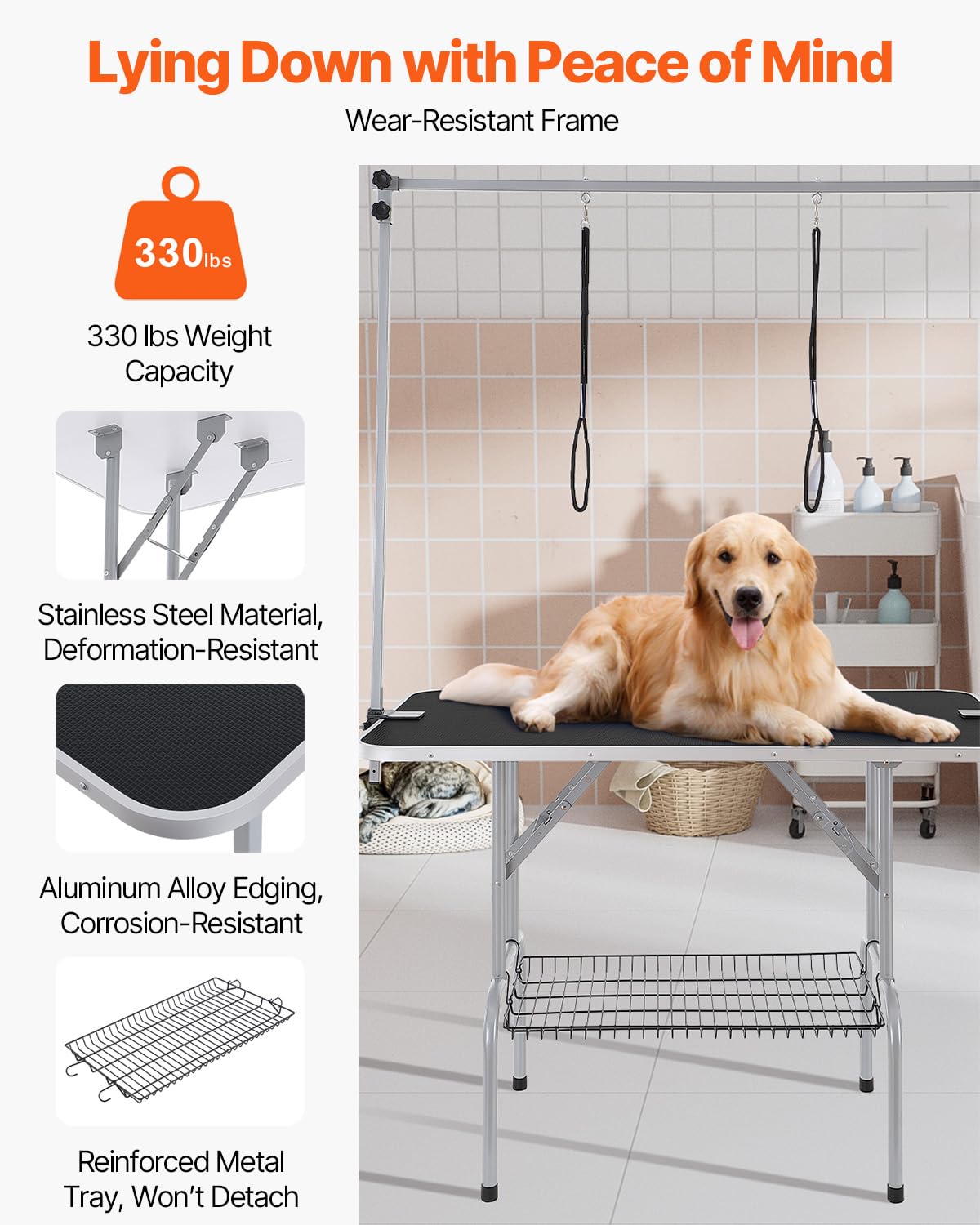 Foto 3 pulgar | Mesa De Aseo Para Mascotas Vevor De 46 Pulgadas Con 2 Brazos Ajustables, 150 Kg - Venta Internacional.