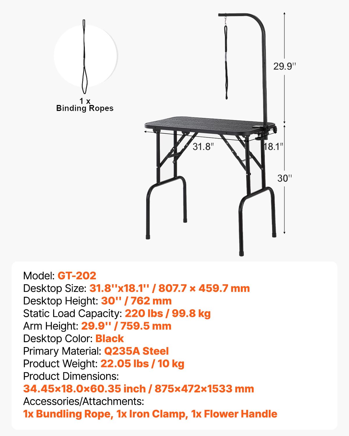 Foto 8 pulgar | Mesa De Aseo Para Mascotas Vevor 32 X 46 Cm Con Brazo Ajustable 100 Kg - Venta Internacional.