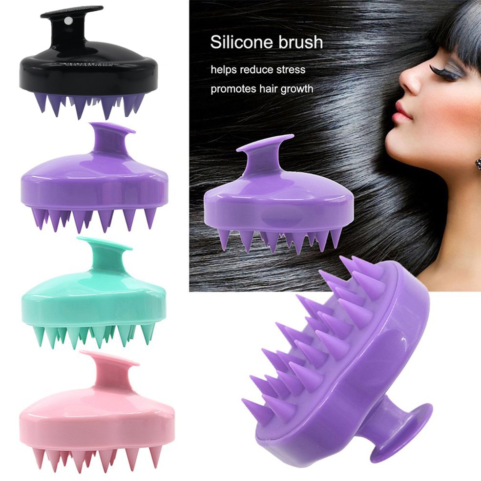 Foto 3 pulgar | Champú Para Cabello Y Cuero Cabelludo  Cepillo Masajeador De Silicona  Morado Y Negro - Venta Internacional.