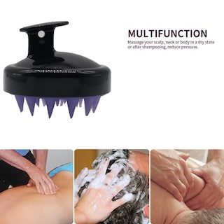 Foto 3 | Champú Para Cabello Y Cuero Cabelludo Cepillo Masajeador De Silicona Morado Y Negro - Venta Internacional.