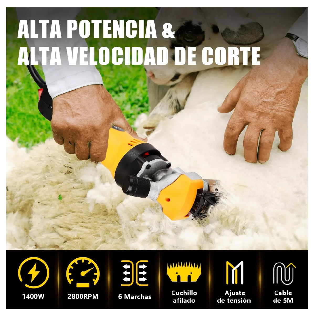 Foto 4 pulgar | Esquiladora para Corte de Pelo Cordero y Oveja Amarillo