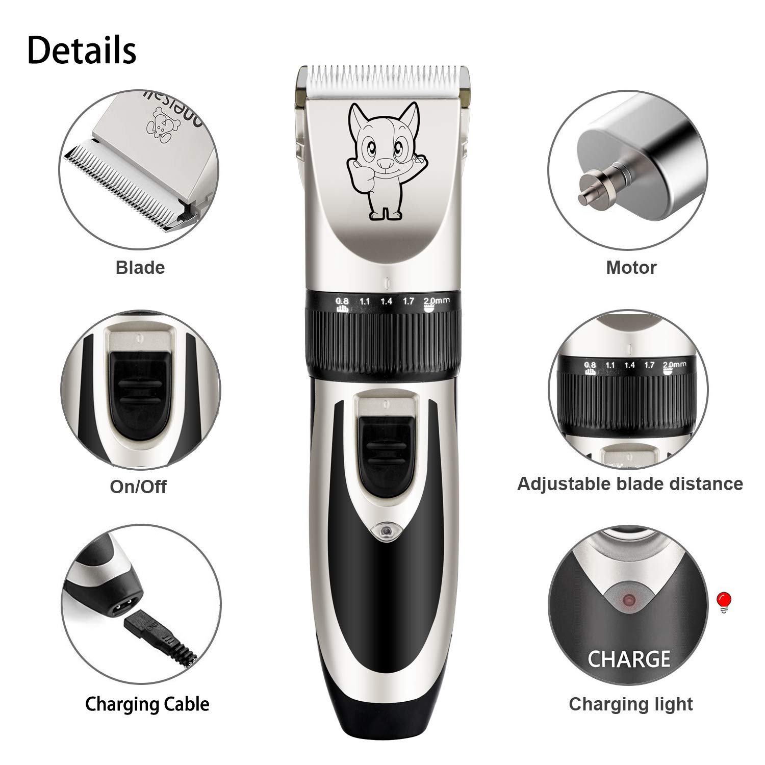 Foto 7 pulgar | Kit de Aseo para Mascotas Clippers Highdas Recargable - Venta Internacional
