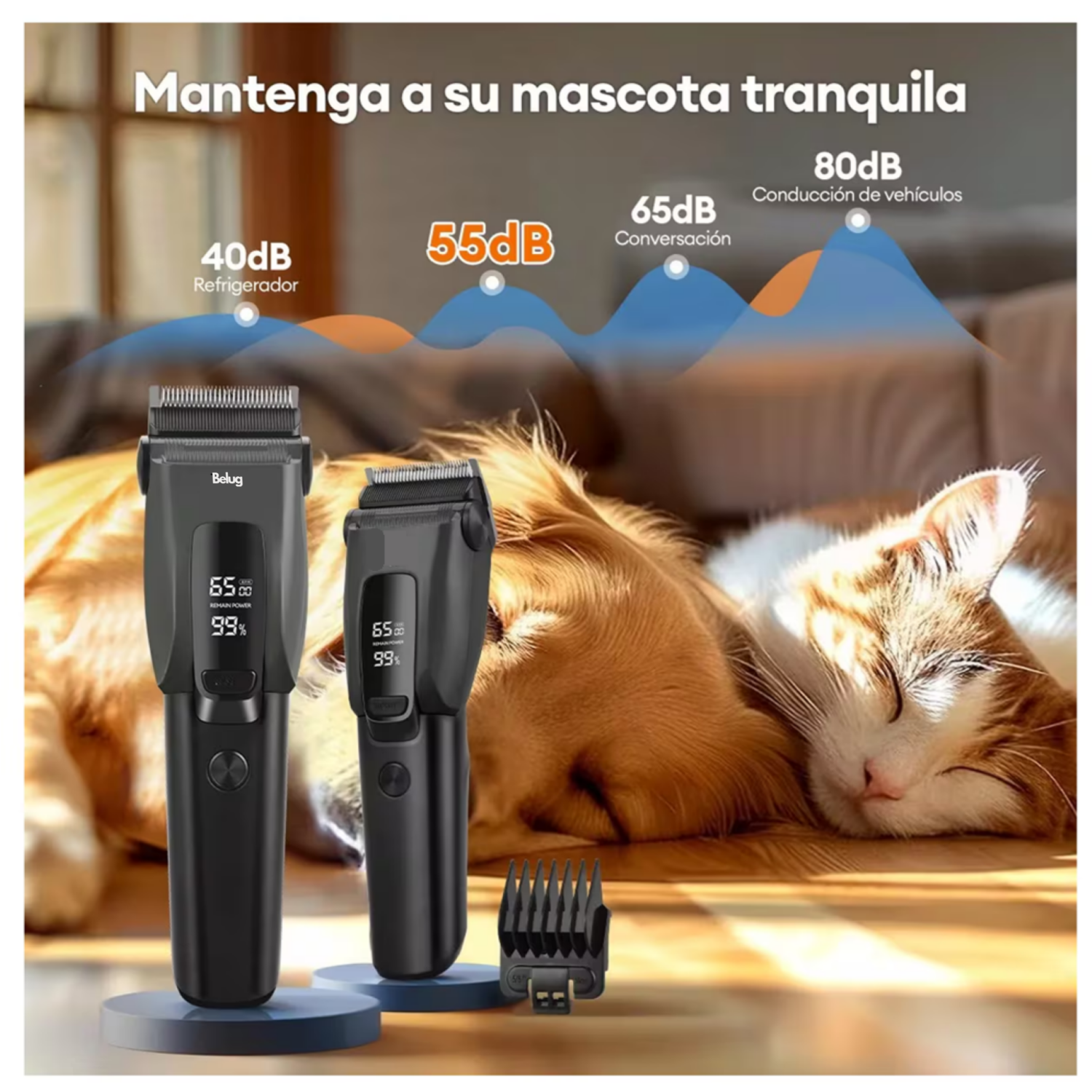 Foto 4 | Maquina Para Cortar Pelo De Perro Rasuradora Recargable Belug Negro