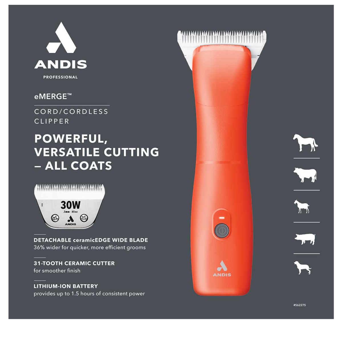 Foto 2 pulgar | Andis Emerge Rasuradora Clipper Naranja Con Cuchilla De 30 W