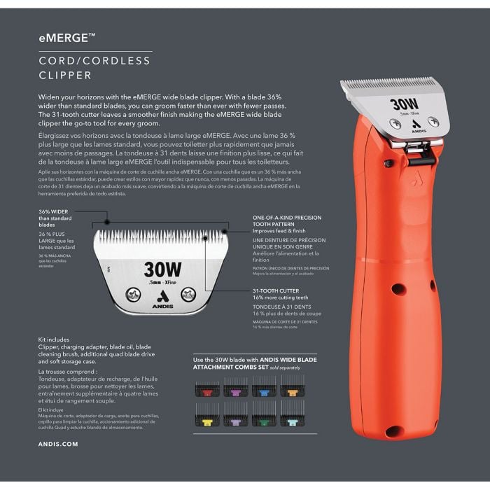 Foto 3 pulgar | Andis Emerge Rasuradora Clipper Naranja Con Cuchilla De 30 W