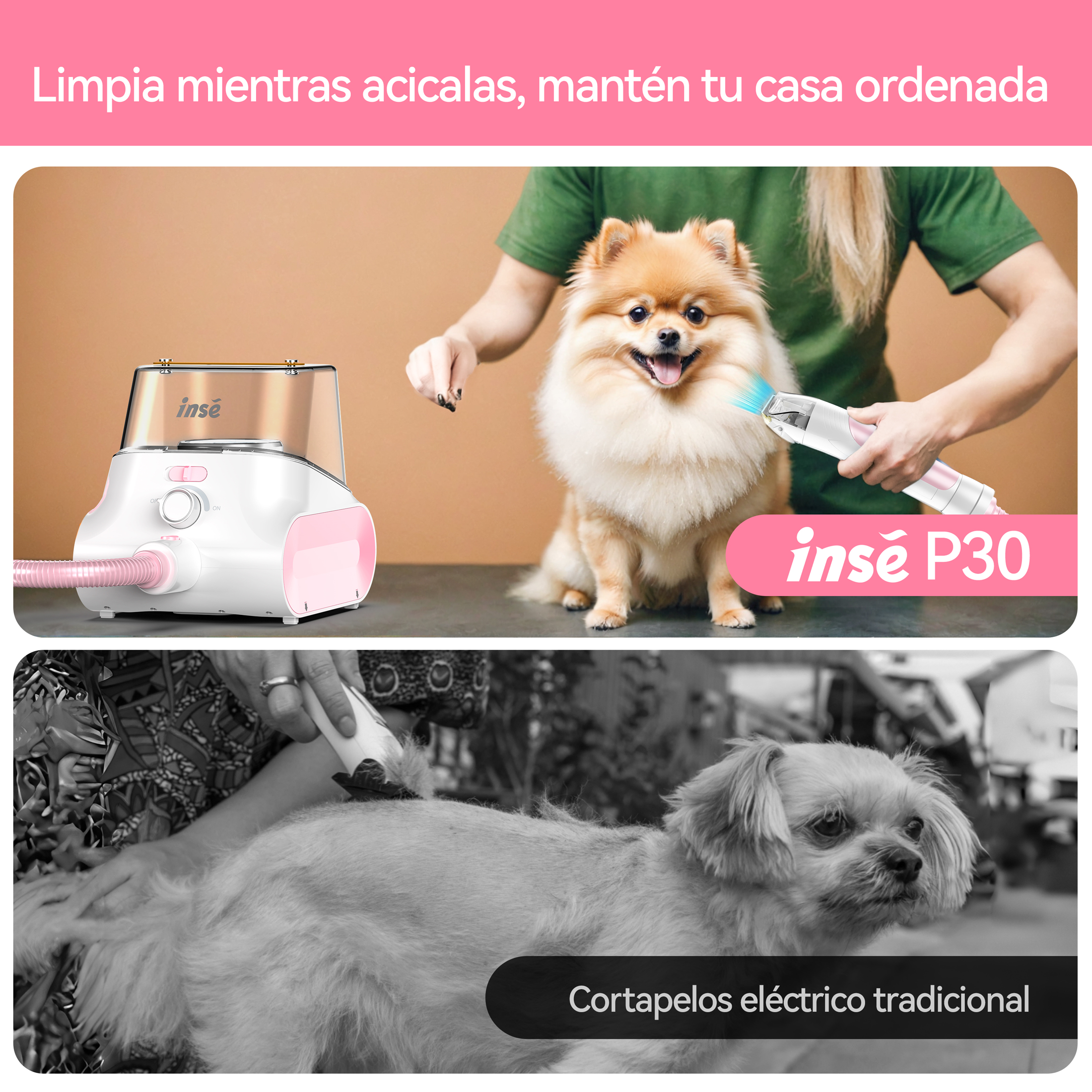 Foto 6 pulgar | Aspirador Inse P30 Para Mascotas De 4 5 Litros De Capacidad  Color Rosa Y Blanco