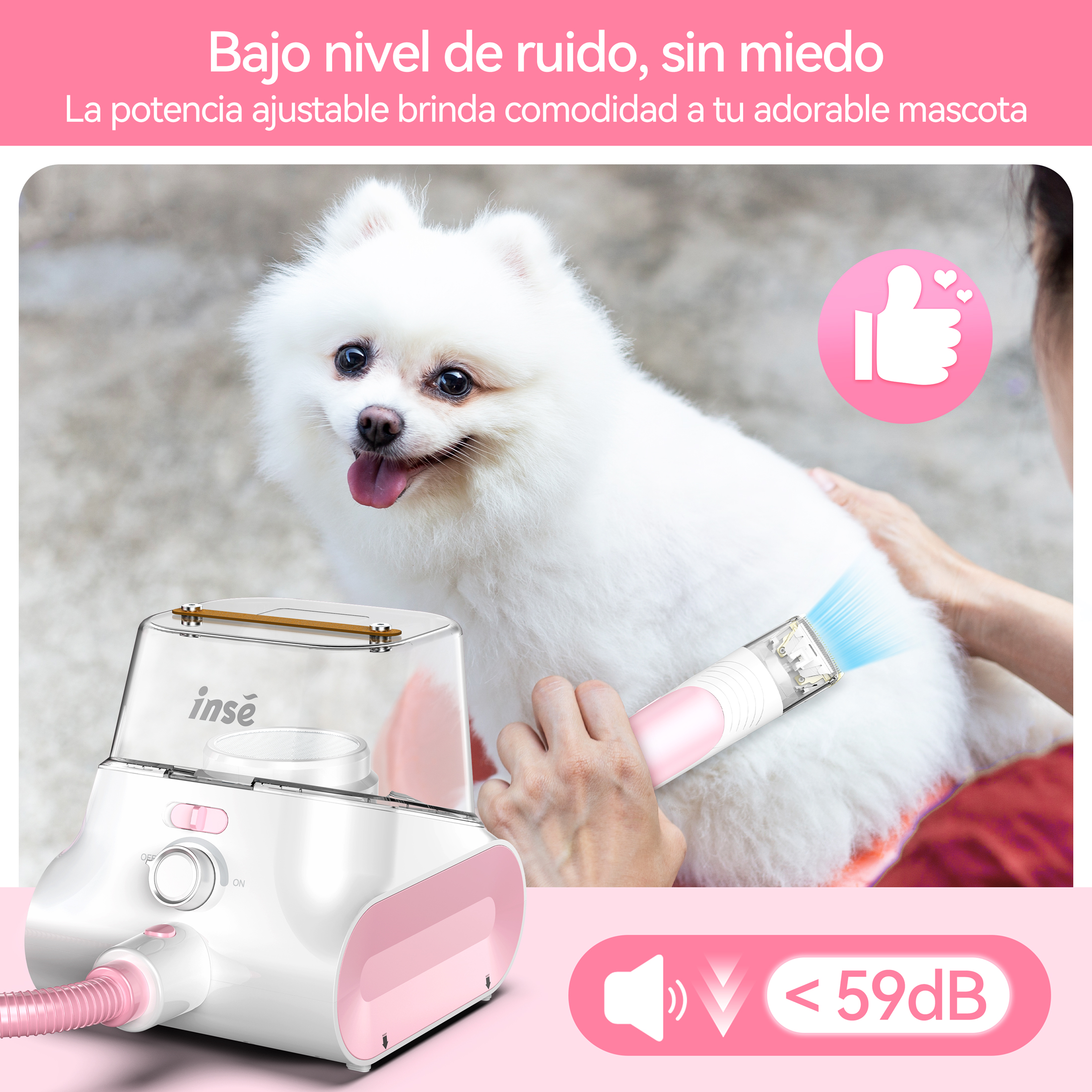 Foto 6 | Aspirador Inse P30 Para Mascotas De 4 5 Litros De Capacidad  Color Rosa Y Blanco