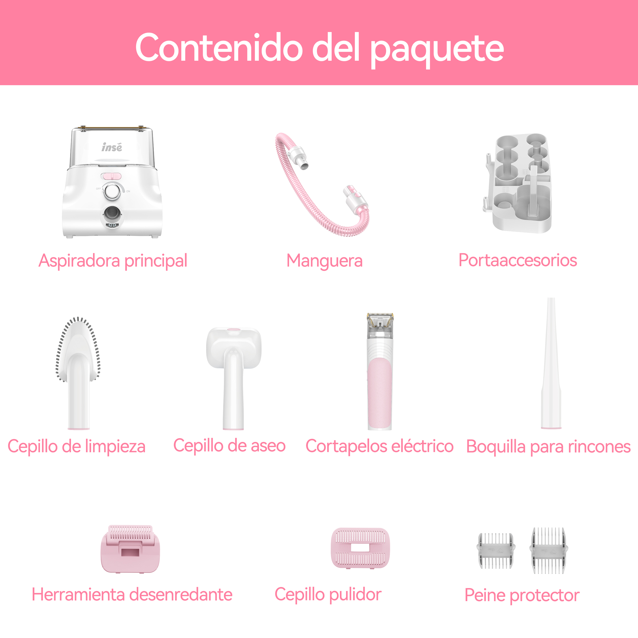 Foto 8 pulgar | Aspirador Inse P30 Para Mascotas De 4 5 Litros De Capacidad  Color Rosa Y Blanco