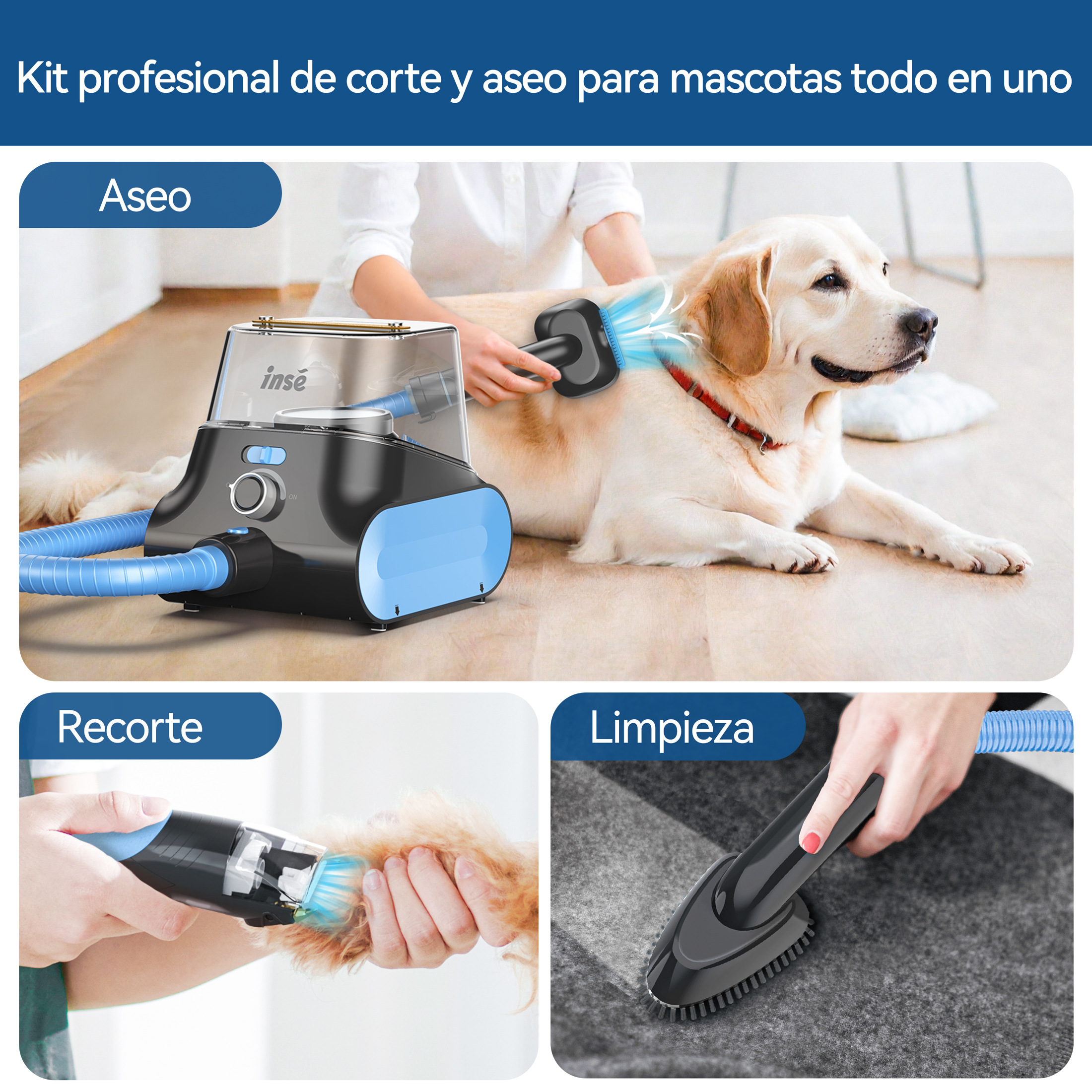 Foto 3 pulgar | Aspiradora y Rasuradora Inse P30 para Mascotas
