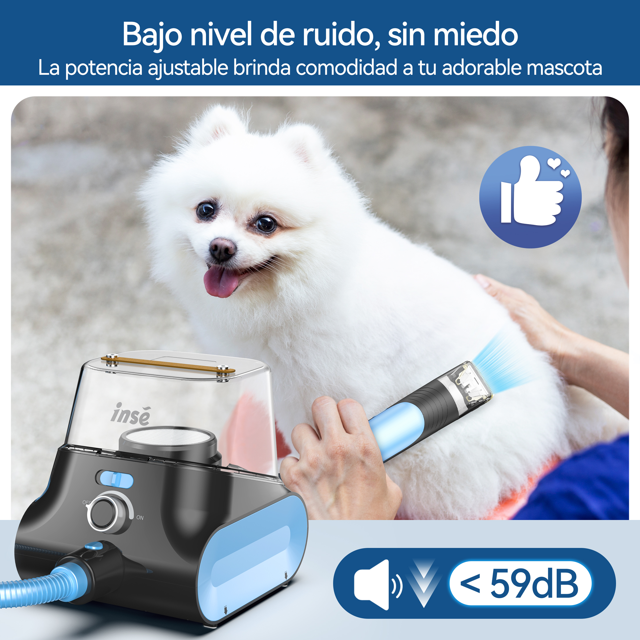 Foto 6 | Aspiradora y Rasuradora Inse P30 para Mascotas