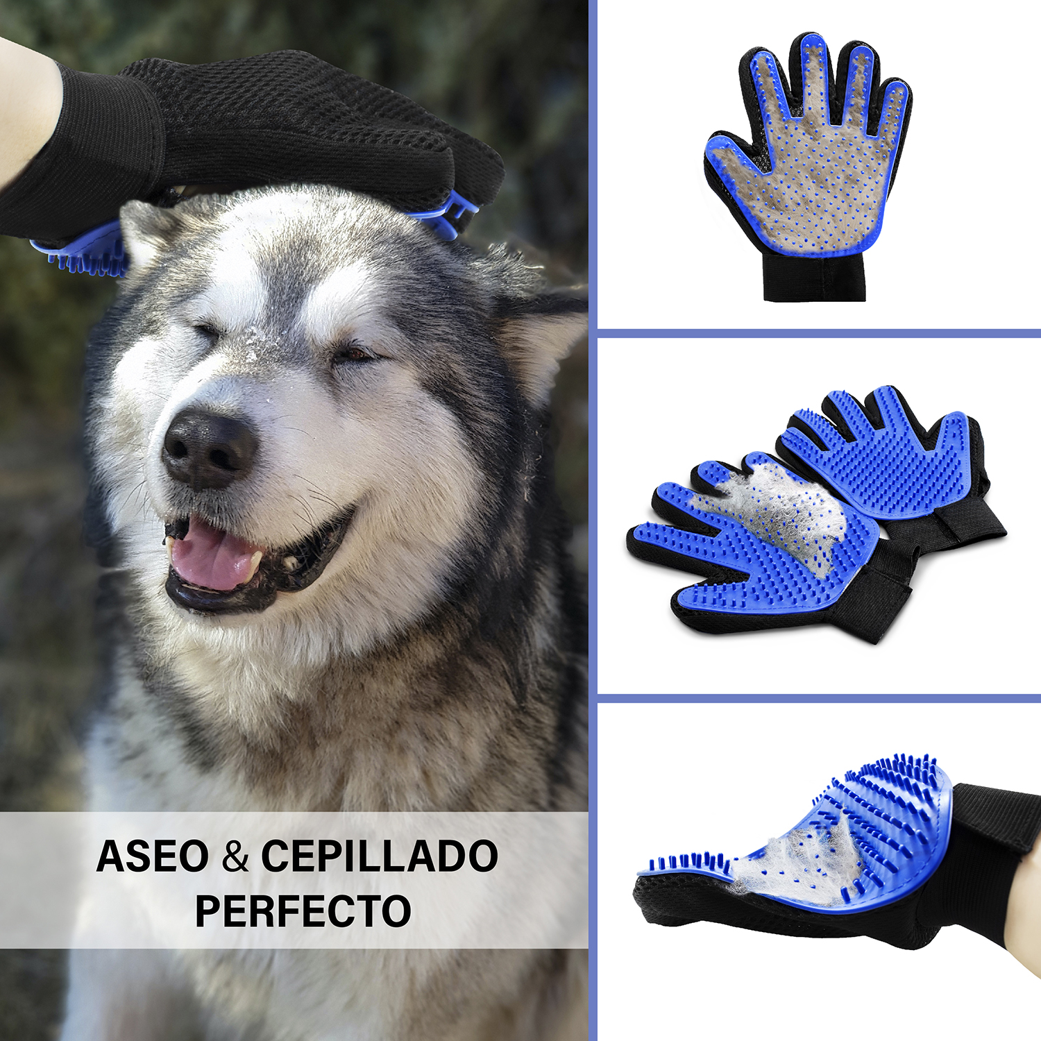 Foto 3 pulgar | Guante Removedor de Pelo para Mascota Andromeda Inc 73984 color Azul 1 Par