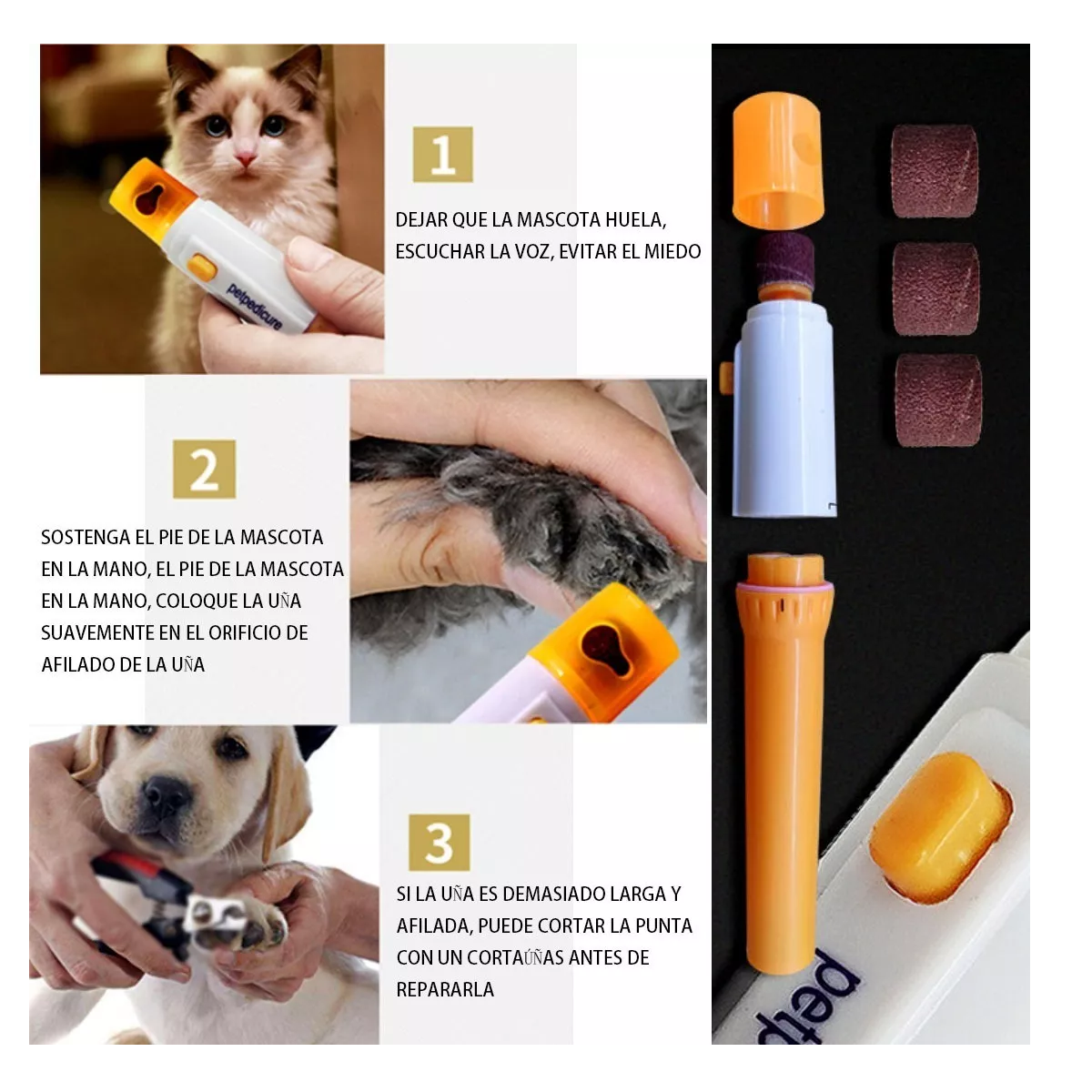 Foto 3 pulgar | Kit Eléctrico y Manual Cortaúñas para Perro Eo Safe Imports Esi-12169 Multicolor 3 Piezas