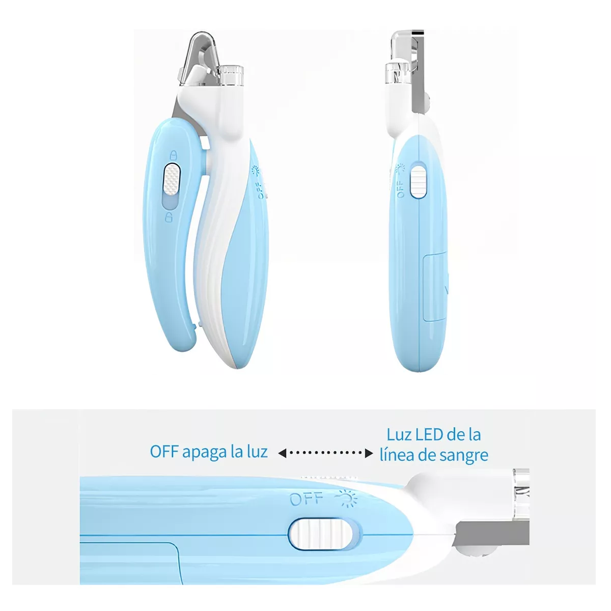 Foto 3 | Kit De Alicates Y Limas Para Cortar Uñas De Mascotas,con Led Azul