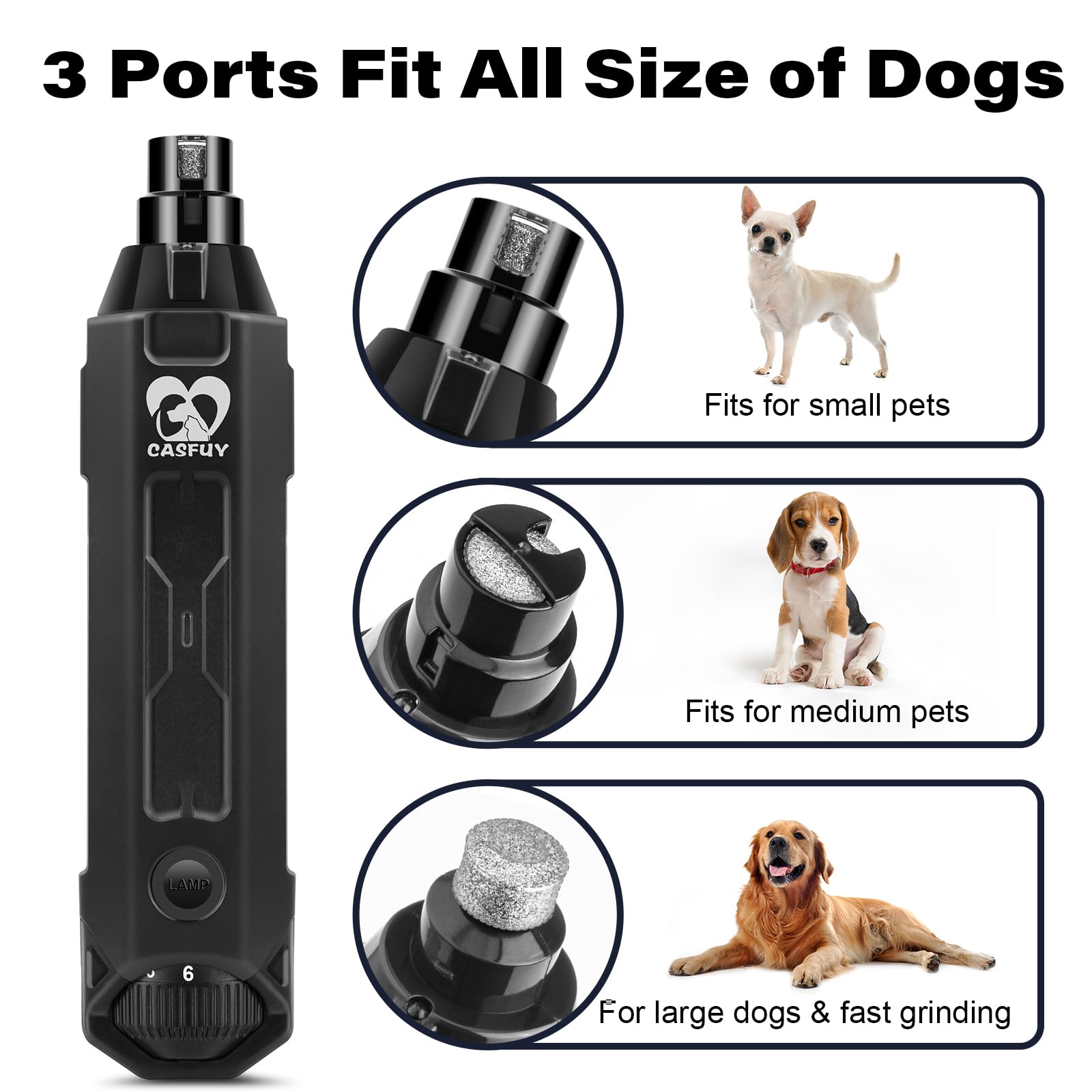 Foto 6 pulgar | Molinillo De Uñas Para Perros Casfuy, 6 Velocidades, Recargable, Para Todos Los Tamaños - Venta Internacional.