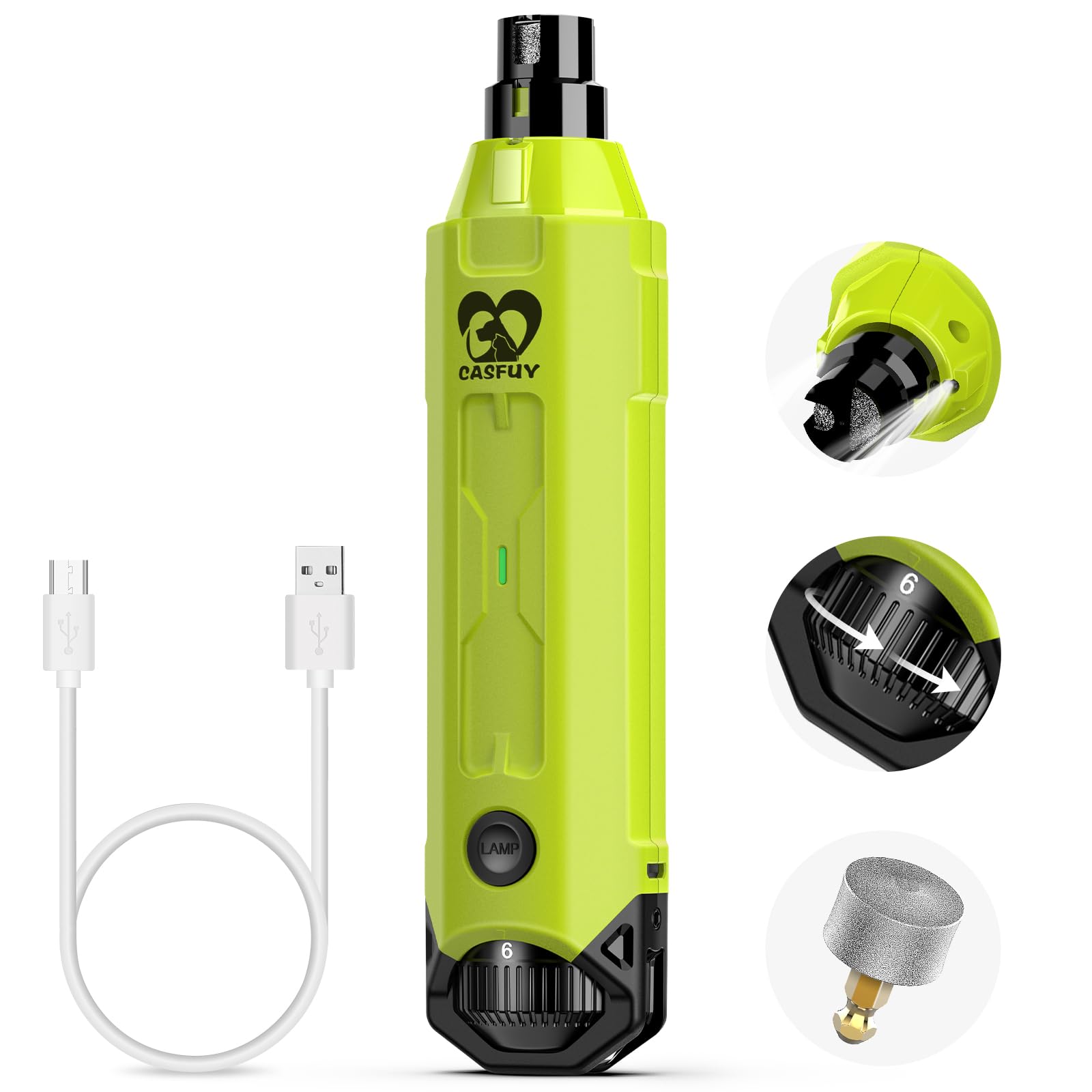 Foto 2 pulgar | Molinillo De Uñas Para Perros Casfuy, 6 Velocidades, Recargable, Eléctrico, Verde - Venta Internacional.