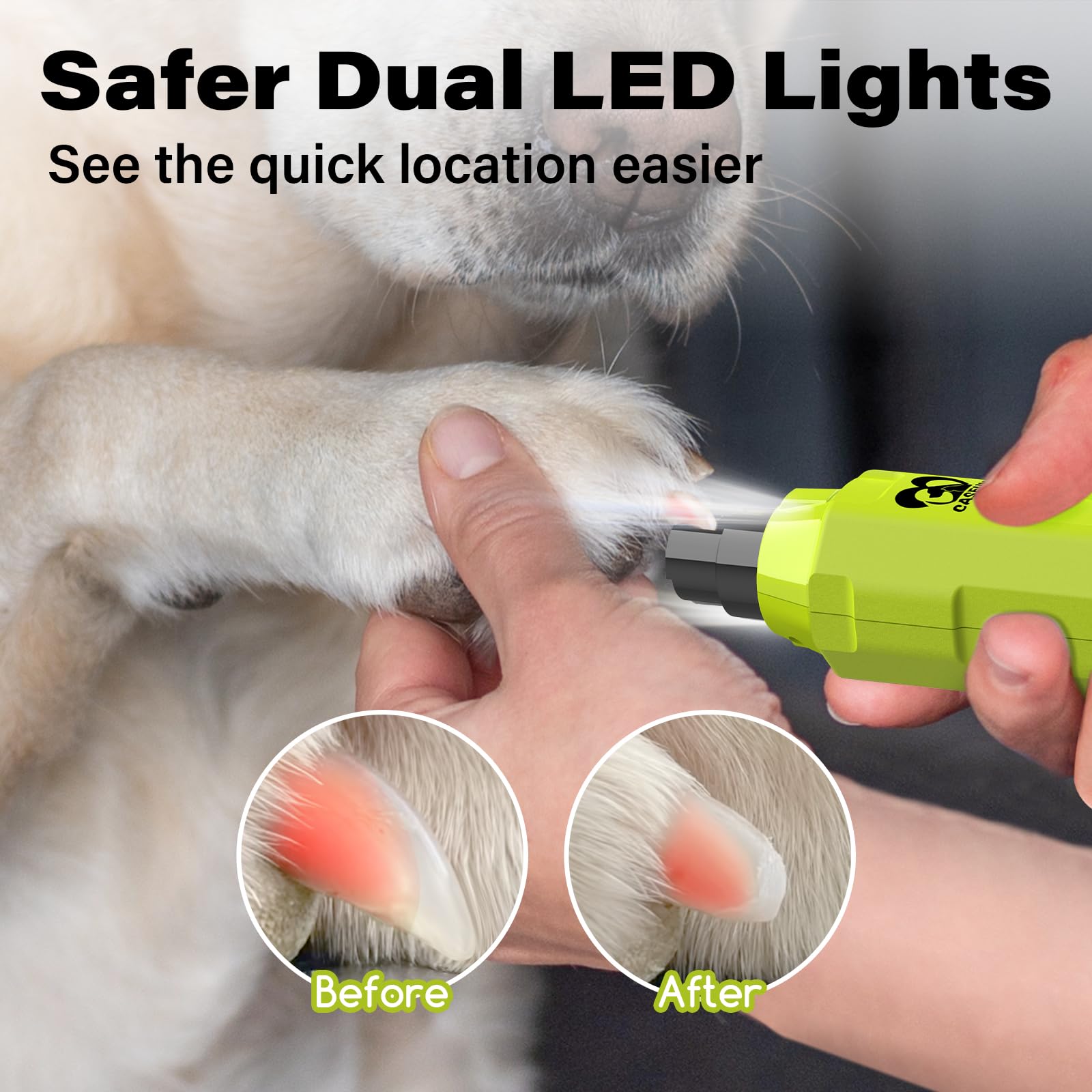 Foto 4 pulgar | Molinillo De Uñas Para Perros Casfuy, 6 Velocidades, Recargable, Eléctrico, Verde - Venta Internacional.