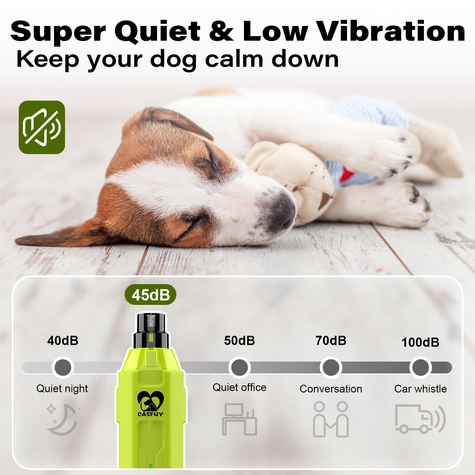 Foto 5 pulgar | Molinillo De Uñas Para Perros Casfuy, 6 Velocidades, Recargable, Eléctrico, Verde - Venta Internacional.