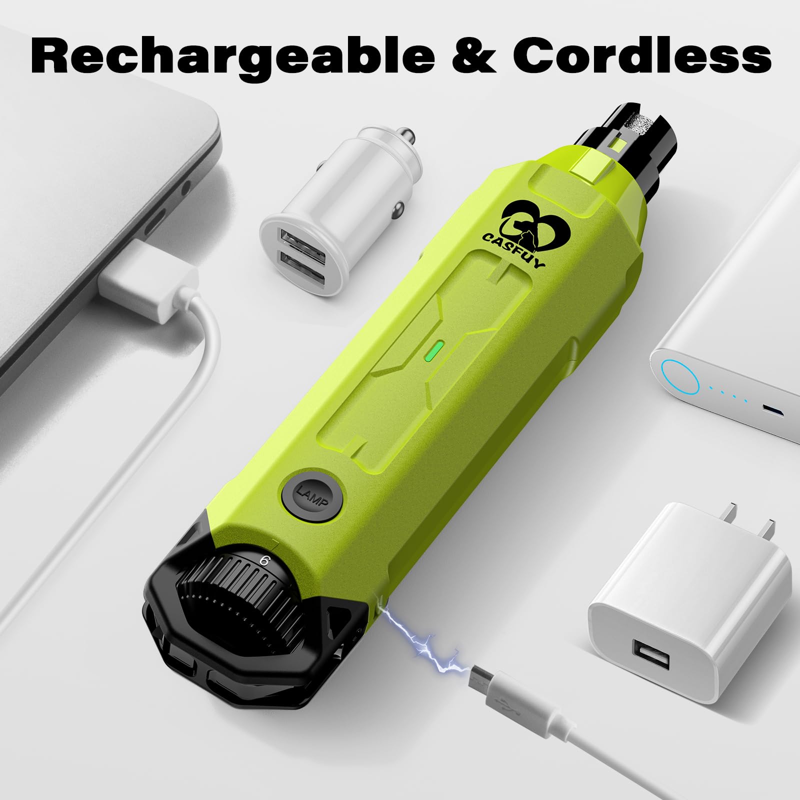 Foto 7 pulgar | Molinillo De Uñas Para Perros Casfuy, 6 Velocidades, Recargable, Eléctrico, Verde - Venta Internacional.